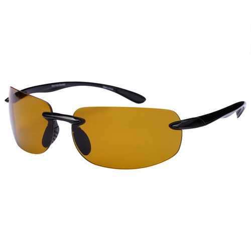"Lovin Maui" Sport Wrap Polarized Sunglasses for Men and Women - Lightweight Frames (Black Frame/Night Driving Lens)