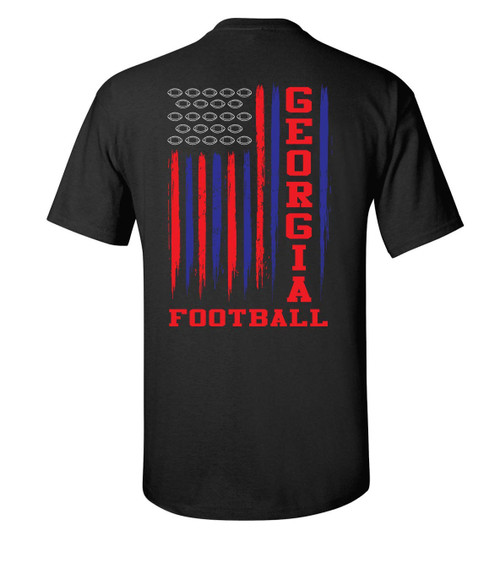 Georgia Flag Football USA Red and Blue Patriotic American Flag Unisex Short Sleeve T-shirt-Black-4XL