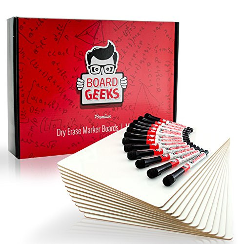 12 Dry Erase Lapboards with Markers & Erasers | 9 x 12 inch Large Whiteboard | Premium White Board Set | Great for Kids, School Teachers, Students, Children, Classroom | (12 Pack Lap Boards)