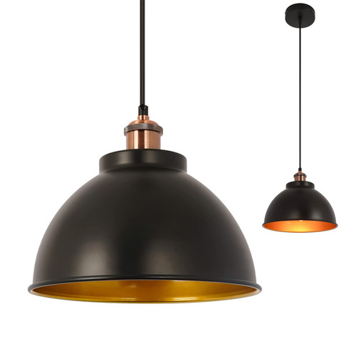 KIGHSIN Modern Industrial Barn Black Pendant Light for Kitchen Island, Farmhouse Vintage Metal Domed Shade Hanging Ceiling Lamp for Dining Room Hallway Basement (1 Pack) KIGHSIN Modern Industrial Barn Black Pendant Light for Kitchen Island, Farmhouse Vintage Metal Domed Shade Hanging Ceiling Lamp for Dining Room Hallway Basement (1 Pack)