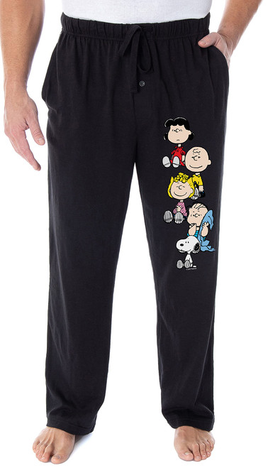 Peanuts Gang Adult Character Loungewear Sleep Pajama Pants 3X Black
