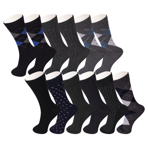 HAMMER ANVIL Mens Dress Socks 12 Pack Classic Cotton Crew Socks Solid Pattern Argyle Set HAMMER ANVIL Mens Dress Socks 12 Pack Classic Cotton Crew Socks Solid Pattern Argyle Set