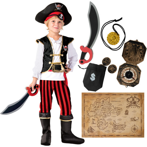 Spooktacular Creations Kids Pirate Costume, Pirate Dress Up for Boys Halloween theme party and Role Play-3T