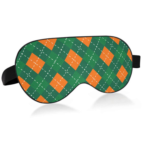 Unisex Sleep Eye Mask St-Patrick-Day-Green-Orange-Plaid Night Sleeping Mask Comfortable Eye Sleep Shade Cover