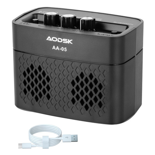 AODSK Mini Electric Guitar Amp Combo,Electric Guitar Effect Amplifier,Recording 5W Rechargeable Wireless Bluetooth Speaker,Clean/Distortion,Portable Amplifier for Daily Practice and Home Show,AA-05