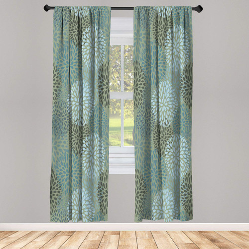 Lunarable Floral Window Curtains, Modern Floral Ornate Petals Flourish Traditional Springtime Garden Leaves, Lightweight Decorative 2-Panel Set & Rod Pocket, Pair of - 28" x 63", Sage Green