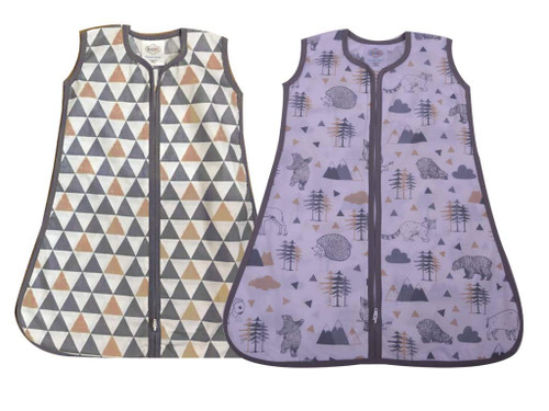 Bacati Woodlands Grey/Beige & Triangles Neutral Cotton Percale Sleeping Bag Medium, Beige/Grey (WGB2SSM)
