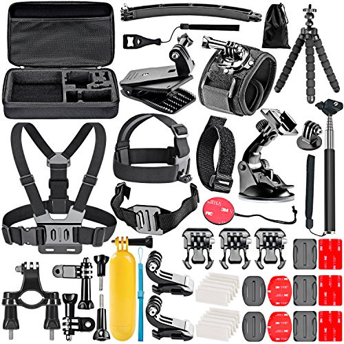 Neewer 50-In-1 Accessory Kit for GoPro Hero 7 6 5 4 3+ 3 2 1 Hero Session 5 Black AKASO EK7000 Apeman SJ4000 5000 6000 DBPOWER AKASO VicTsing WiMiUS Rollei QUMOX Lightdow Campark and Sony Sports DV