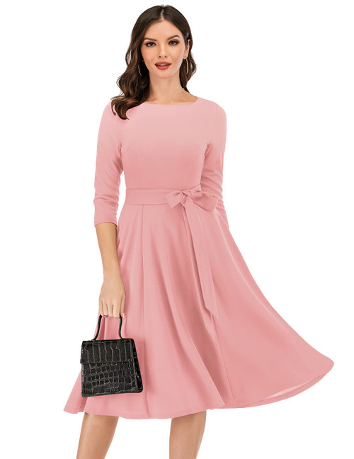DRESSTELLS Cocktail Dress, Women's Wedding Guest Dresses, 3/4 Sleeves 1950s Vintage Tea Party Dress, 2023 Fall Homecoming Dress, Fit and Flare Casual Dress Blush XL DRESSTELLS Cocktail Dress, Women's Wedding Guest Dresses, 3/4 Sleeves 1950s Vintage Tea Party Dress, 2023 Fall Homecoming Dress, Fit and Flare Casual Dress Blush XL