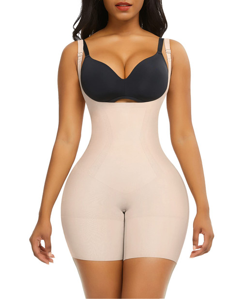 FeelinGirl Shapewear Bodysuit Butt Lifter Faja Tummy Control Body Shaper for Women Firm Control Bodysuit Beige XL/XXL