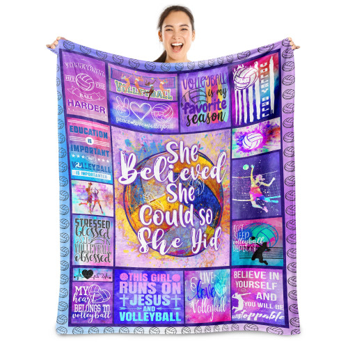 Volleyball Gift Blanket,Volleyball Gifts for Teen Girls,Volleyball Coach Gifts for Women,Best Team Gifts for Volleyball Lovers Soft Flannel Blanket Lightweight for Office Home Bedroom Sofa 60"x80"
