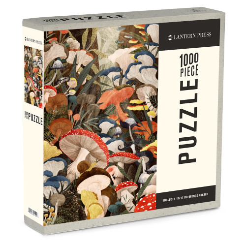 1000 Piece Puzzle Woodland Mushrooms (Made in USA, Eco-Friendly Materials, Linen Paper, Jigsaw Puzzle for Adults and Family)