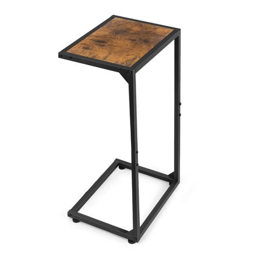 melos C Shaped End Table, C Tables for Couch, Snack Side Table for Sofa, Couch Tables That Slide Under, Small TV Tray Table for Living Room, Bedroom, Rustic Brown