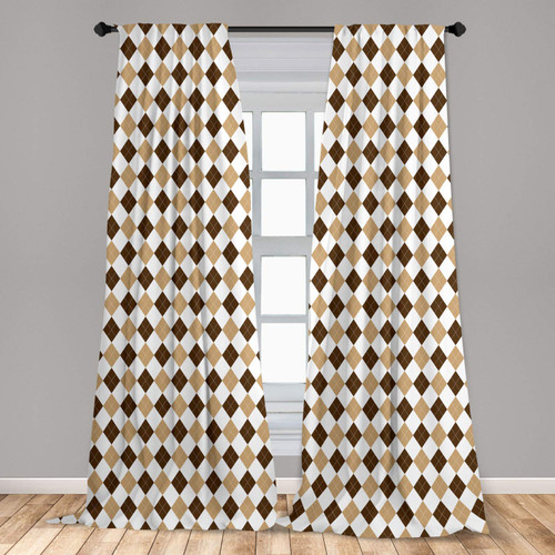 Ambesonne Vintage Window Curtains, Geometric Motif in Earth Tones with Repeating Rhombuses Argyle, Lightweight Decor 2-Panel Set with Rod Pocket, Pair of - 28" x 84", Chocolate Sand Brown Ambesonne Vintage Window Curtains, Geometric Motif in Earth Tones with Repeating Rhombuses Argyle, Lightweight Decor 2-Panel Set with Rod Pocket, Pair of - 28" x 84", Chocolate Sand Brown