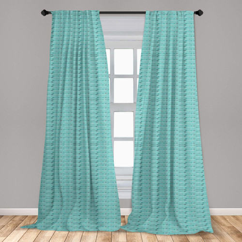 Ambesonne Teal Window Curtains, Cultural Symmetrical Design Themed Pattern, Lightweight Decor 2-Panel Set with Rod Pocket, Pair of - 28" x 84", Turquoise White