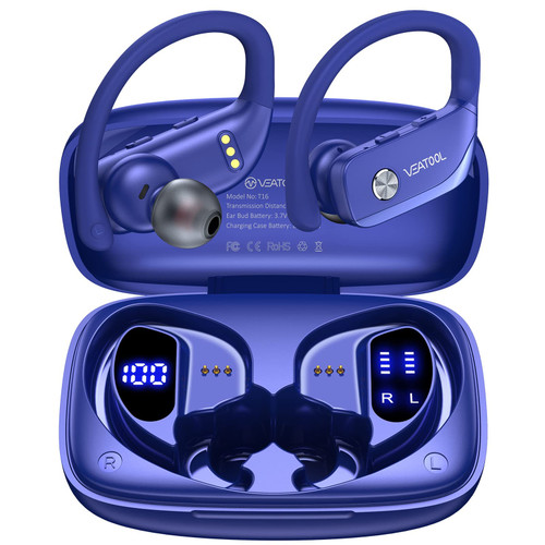 bmanl Wireless Earbuds Bluetooth Headphones 48hrs Play Back Sport Earphones with LED Display Over-Ear Buds with Earhooks Built-in Mic Headset for Workout Blue bmanl Wireless Earbuds Bluetooth Headphones 48hrs Play Back Sport Earphones with LED Display Over-Ear Buds with Earhooks Built-in Mic Headset for Workout Blue