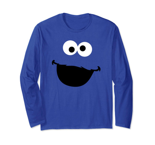 Sesame Street Cookie Monster Face Blue Long Sleeve T-Shirt