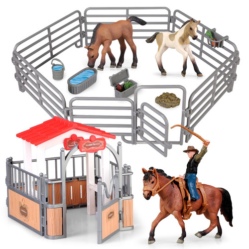 Yilingchild Toy Horses,Horse Stable PlaySet,Horse Toys for Girls 6 8 10 12,Farm Animals barn House and Horse Figurine,Kid Cowboy Toys Set Christmas Birthday Gifts Yilingchild Toy Horses,Horse Stable PlaySet,Horse Toys for Girls 6 8 10 12,Farm Animals barn House and Horse Figurine,Kid Cowboy Toys Set Christmas Birthday Gifts