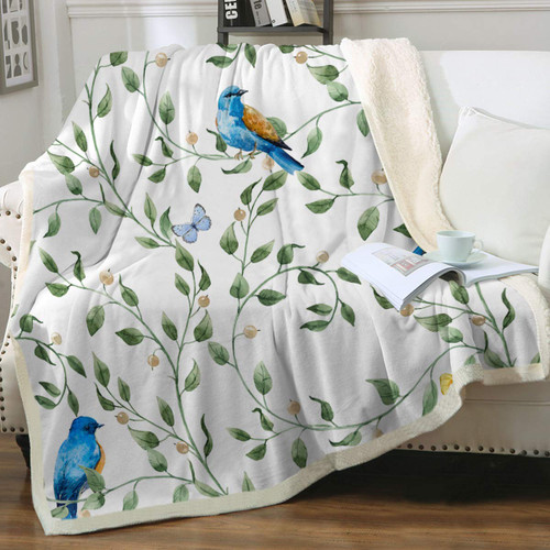 Sleepwish Watercolor Green Leaves Sherpa Fleece Blanket Butterflies Blue Birds and Tree Branch Soft Blanket Spring Pattern Super Warm Lightweight Bed Couch Blankets Throw(50"x60") Sleepwish Watercolor Green Leaves Sherpa Fleece Blanket Butterflies Blue Birds and Tree Branch Soft Blanket Spring Pattern Super Warm Lightweight Bed Couch Blankets Throw(50"x60")