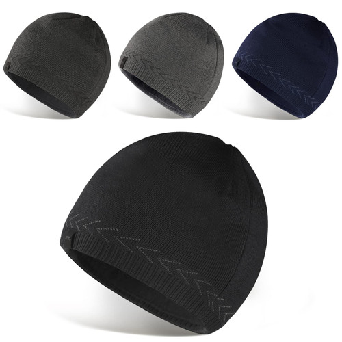OMECHY Mens Winter Beanie Hat Oversized Warm Knit Fleece Lined Short Beanie Ski Skull Cap
