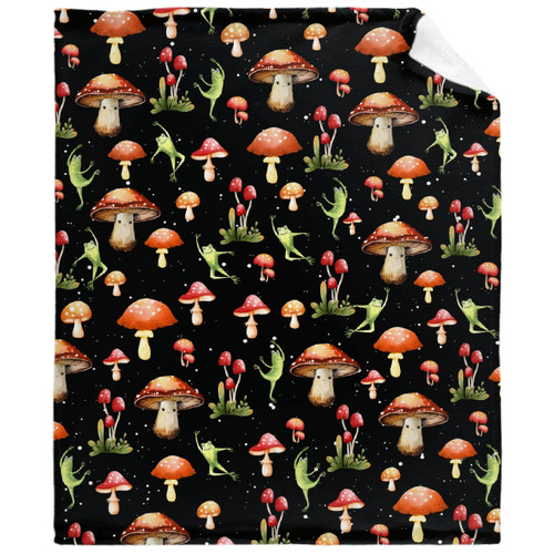 Mushrooms Frogs Blanket Cozy Soft Lightweight Flannel Throw Blanket for Bed Sofa Travel All Season Small 50"x40" Kids