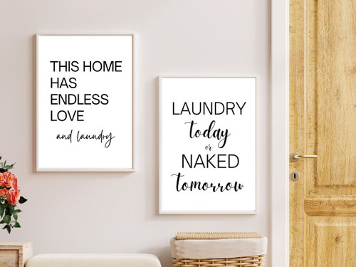 LEMIAOLIN Set of 2 Funny Laundry Sign Poster Prints Laundry Room Organization Wall Art Canvas Painting for Laundry Room Utility Room Decoration Unframed