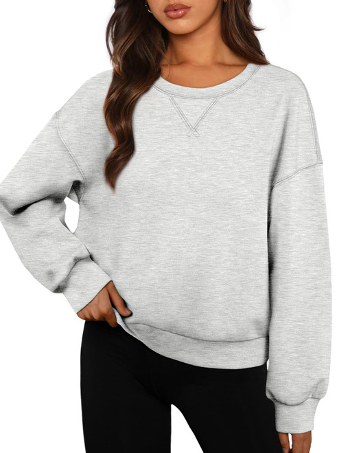 AUTOMET Womens Sweatshirts Hoodies Crewneck Pullover Sweaters Casual Comfy Oversized Tops Fall Outfits Fashion Winter Clothes 2023 Grey