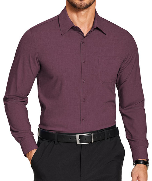 COOFANDY Men's Slim Fit Dress Shirts Long Sleeve Business Formal Shirt Wrinkle Free Button Down Shirts with Pocket Deep Purple COOFANDY Men's Slim Fit Dress Shirts Long Sleeve Business Formal Shirt Wrinkle Free Button Down Shirts with Pocket Deep Purple