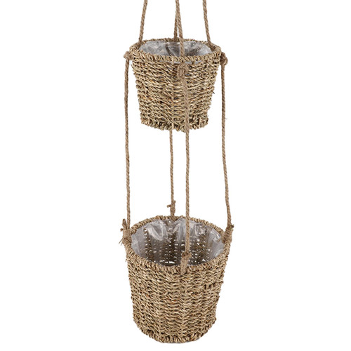 GYASVWU Hanging Planter Indoor Outdoor, Rattan Hanging Planter,Natural Seagrass Flower Plant Pots (Seagrass)