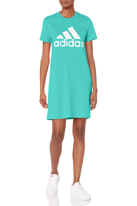 adidas Women's Essentials Logo Dress, Semi Mint Rush/White, Large