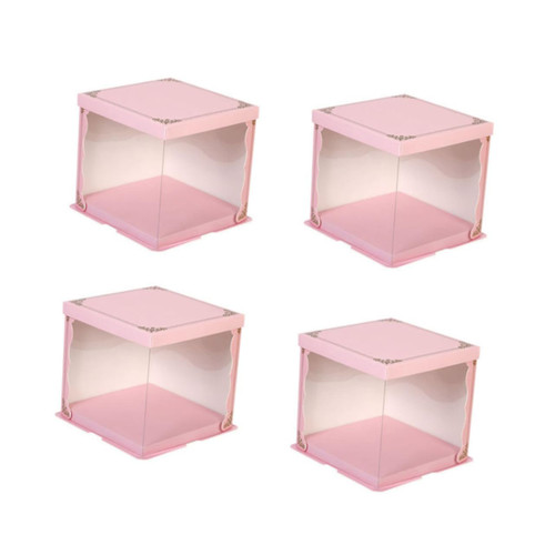 SOLUSTRE 4pcs Packing Box Cake Containers with Lids Cake Holder Container Cupcake Container Round Cake Boards Cupcakes Containers Clear Cake Carrier Cupcake Holder Stand Dome The Pet Ribbon