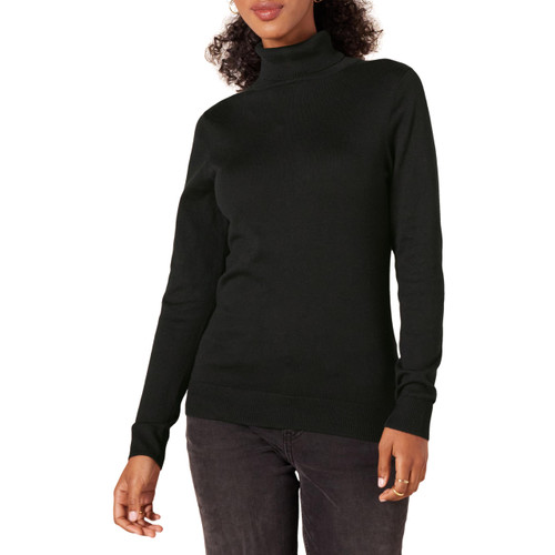 Amazon Essentials Women's Classic-Fit Lightweight Long-Sleeve Turtleneck Sweater (Available in Plus Size), Black, Medium