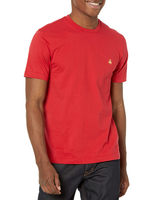 Brooks Brothers Men's Short Sleeve Cotton Crewneck Logo T-Shirt, Red, Medium