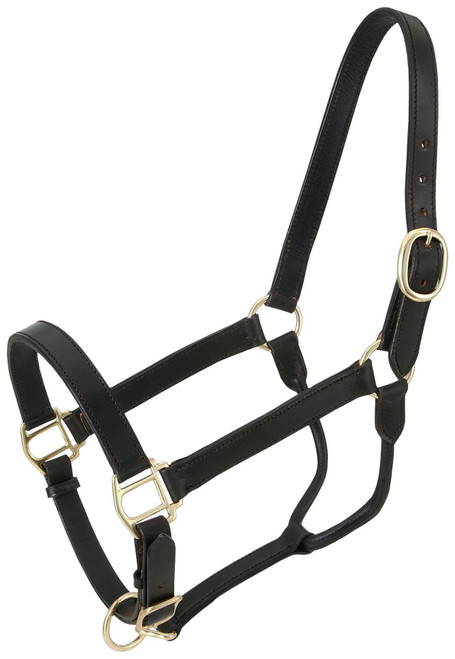 Tough 1 Royal King Leather Stable Halter, Black