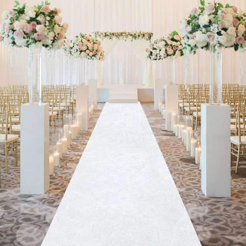FOTSHARER White Aisle Runner for Wedding Velvet Aisle Runner Rug 4FTx15FT Wedding Carpet Runner Indoor Outdoor Wedding Party Prom Walkway Rugs Decorative Church Runner Wedding Aisle Decorations