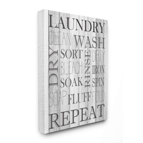 Stupell Industries Laundry Room Bathroom Black and White Design Decorative Wall Hangings, Multi-Color