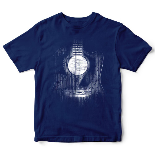 Acoustic Guitarist Tshirt Vintage 6 String Acoustic Guitar Art Guitar Musician Gift T-Shirt for Men Women (Navy - 2XL)