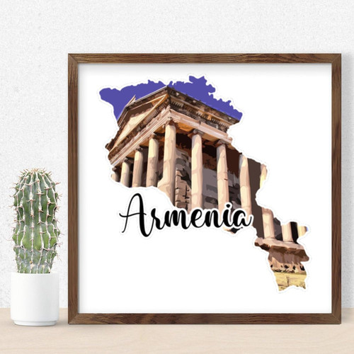 Armenia Wooden Wall Table Sign Family Wall Art Decor Modern Cityscape And Landmark Print Signs Country Wood Sign Plaque for Indoor Laundry Porch 12x12in