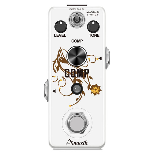 Amuzik Compressor Guitar Effect Pedal Analog Compression Ultimate Comp Effect Pedals for Electric Guitar Comp Pedal Ture Bypass