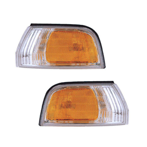 For 1992 1993 Honda Accord Front Parking/Side Marker Lights Driver and Passenger Side Pair For HO2550107, HO2551107 | 34350-SM4-A03, 34300-SM4-A03