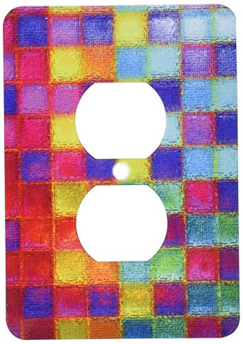 3dRose lsp_167140_6 Checkered Multi Colored Squares in Neon Bright Colors Light Switch Cover