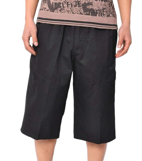 XinnanDe Mens Below Knee 3/4 Long Cargo Shorts Elastic Relaxed Fit Cotton Casual Twill Capri Pant Black 42
