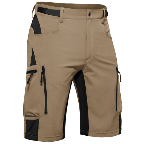 Hiauspor Men's Hiking Cargo Shorts Lightweight Quick Dry Stretch MTB Shorts for Golf Fishing Tactical Outdoor Casual Shorts (Stylish-Khaki, 3X-Large)