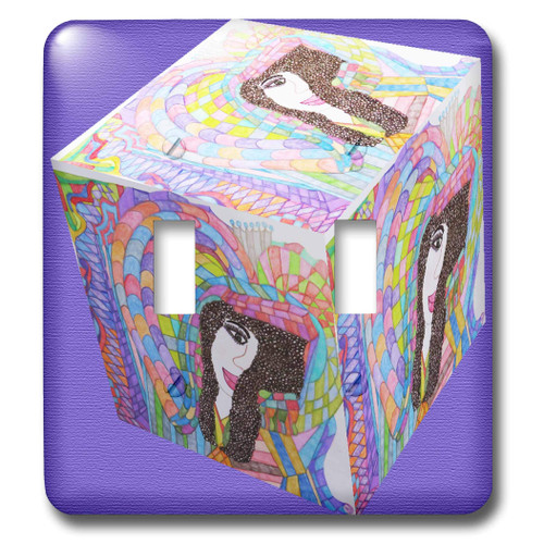 3dRose Jos Fauxtographee- 3D Cube Faux Doll - A 3D cube on purple with a brunette jos faux doll - double toggle switch (lsp_304189_2) 3dRose Jos Fauxtographee- 3D Cube Faux Doll - A 3D cube on purple with a brunette jos faux doll - double toggle switch (lsp_304189_2)