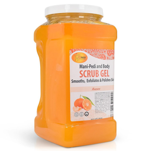 SPA REDI - Exfoliating Scrub Pumice Gel, Mandarin, 128 Oz - Manicure, Pedicure and Body Exfoliator Infused with Hyaluronic Acid, Amino Acids, Panthenol and Comfrey Extract - Glow, Polish, Smooth and Moisture Skin - Body, Hand and Foot SPA REDI - Exfoliating Scrub Pumice Gel, Mandarin, 128 Oz - Manicure, Pedicure and Body Exfoliator Infused with Hyaluronic Acid, Amino Acids, Panthenol and Comfrey Extract - Glow, Polish, Smooth and Moisture Skin - Body, Hand and Foot