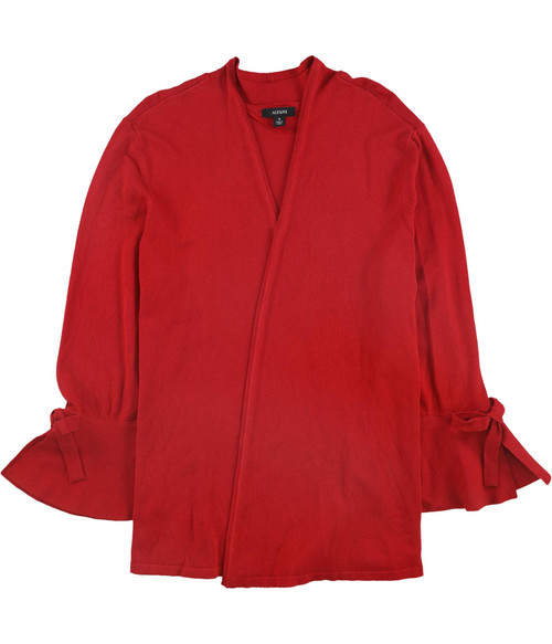 Alfani Womens Tie-Sleeve Cardigan Sweater, Red, Small