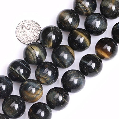Joe Foreman Blue Tiger Eye Beads for Jewelry Making Natural Semi Precious Gemstone 16mm Round Strand 15" Joe Foreman Blue Tiger Eye Beads for Jewelry Making Natural Semi Precious Gemstone 16mm Round Strand 15"