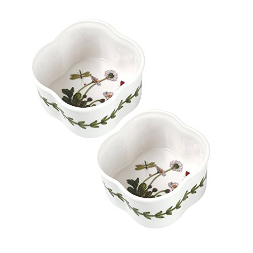 Portmeirion 632790 Botanic Garden Set of 2 Scalloped Shaped Ramekins, White