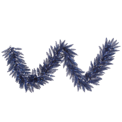Vickerman 9' Navy Blue Fir Artificial Christmas Garland, Unlit - Faux Fir Christmas Garland - Indoor Seasonal Home Decor