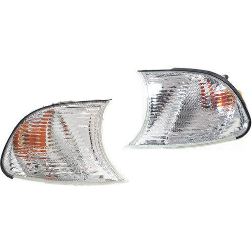 For 2000 BMW 323i Pair Park/Signal Lights Driver and Passenger Side park/signal/marker combo; for Coupe/Convertible; w/white lens; E46 BM2520108 BM2521108